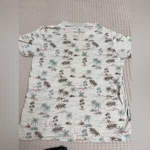 Free Planet Men's Palm Tree Print Tee - Cream and Brown